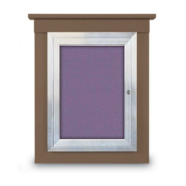 72"x36" 3-Door Enclosed Letterboard, Header, Blue Vinyl/Cherry